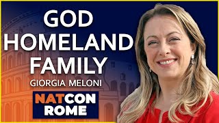 Giorgia Meloni God Homeland Family  NatCon Rome 2020 [upl. by Aissat309]