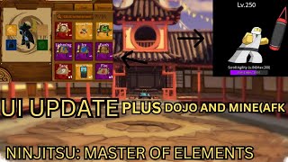 Ninjitsu Master of Elements UI Update Dojo and MineAFK [upl. by Marasco]