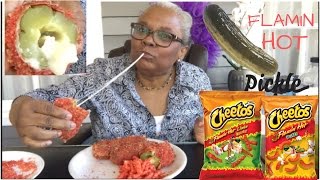 FLAMIN HOT CHEETOS DEEP FRIED PICKLES • MUKBANG [upl. by Roseann389]