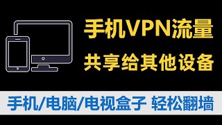 如何把手机VNP流量共享给其他手机电脑电视盒子？手机热点VPN分享 [upl. by Varin]