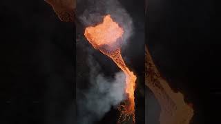 Icelandic eruption aerial view of Geldingadalir volcano lava flow [upl. by Anaeirb523]