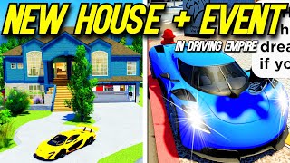 NEW CAR EVENT  NEW HOUSE IN DRIVING EMPIRE [upl. by Inger]