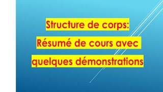 structure de corps résumé de cours [upl. by Erdied552]