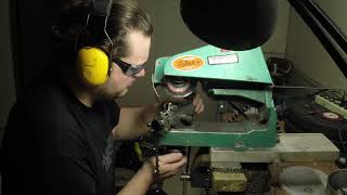 Foley Belsaw 308 grinding chain and rakers in real time [upl. by Htebirol366]