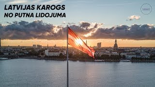 Δstais Latvijas karogs uz AB dambja no putna lidojuma [upl. by Eriha]