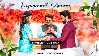 Joshua amp Mabel  Engagement Ceremony  Pastor Johnson Varghese [upl. by Procora]