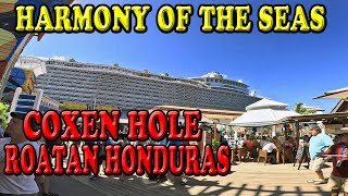 Harmony of the Seas Coxen Hole Roatan Honduras Walking Video Tour [upl. by Carrel]