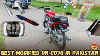 Best Modified On CD70 in Pakistan 2024😍 Usefull product🔥CUT MUDGUARD Pay FIR ho jaati hai💯hawk [upl. by Ibrahim]