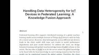 Handling Data Heterogeneity for IoT Devices in Federated Learning A Knowledge Fusion Approach [upl. by Nnyltiak929]