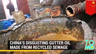 China gutter oil Disgusting recycled oil and sewage is used to cook Chinese street food [upl. by Saire]