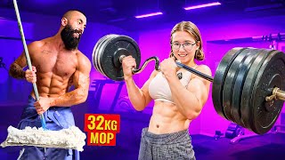 Gym PRANK Gone RIGHT 32KG Mop Lift Viral Trend 😱 [upl. by Rafaelita769]