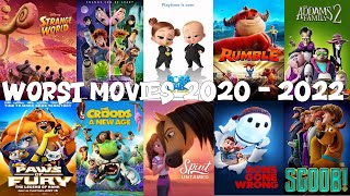 My Top 10 Worst Animation Movies 2020  2022 [upl. by Afinom]