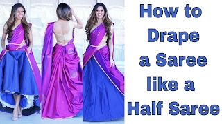 How to wear a Cancan Saree  How to Drape Saree like Half Saree  How to Half Saree  Tia Bhuva [upl. by Odlanyar]