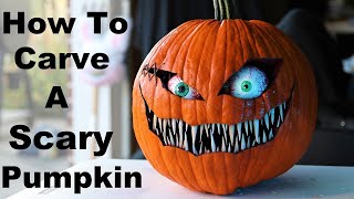 How to Carve a Simple and Scary Pumpkin Face 2 [upl. by Swiercz]