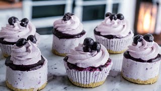 No Bake No Gelatine Blueberry Mini Cheesecake Recipe  Easy Mini Blueberry Cheesecake Recipe Eggless [upl. by Nerraj]