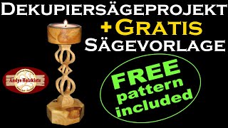 Dekupiersäge projekt Kerzenständer  gratis Sägevorlage  Scroll saw with free pattern included [upl. by Pettit]