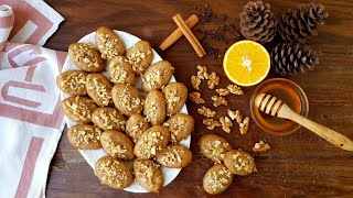 بسكوت الفينيكيا اليونانى Finikia MelomakaronaGreek Honey Christmas Cookies [upl. by Ahsiuqat]