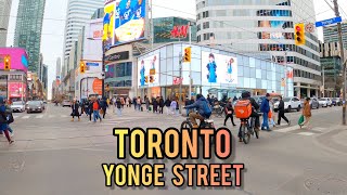 Toronto Saturday Yonge amp Dundas Square Downtown Walking Tour Canada 4k [upl. by Seale469]