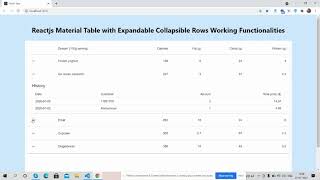 Reactjs Material Table with Row Expand Collapse Working Demo [upl. by Publus]