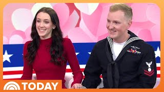 Navy serviceman proposes to high school sweetheart on TODAY [upl. by Lorrac]