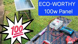 Eco worthy 100watt solar panel testing solar setup [upl. by Nylacaj]