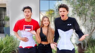 WEARING A CORSET FOR 24 HOURS PAINFUL  Brent Rivera [upl. by Ahsircal]