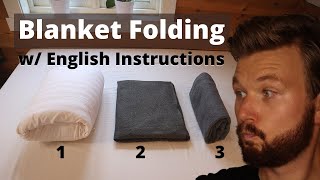 How to Fold a Blanket With ENGLISH Instructions [upl. by Olag]