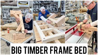 Building a big floating timber frame bed [upl. by Poyssick]