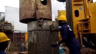 Hydraulic piling rig  Installation of a Casing pipe [upl. by Enitsahc597]