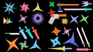 20 Easy Origami Ninja StarSwordKnifegun  How to make [upl. by Pegeen]