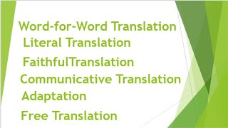 Translation Methodsتقنيات الترجمة [upl. by Dorella]