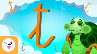 Letter T cursive script  The alphabet for kids [upl. by Kciwdahc]