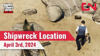 GTA Online Shipwreck Location Today April 3rd 2024 [upl. by Nossaj]