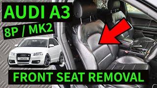 AUDI A3 8P  How To Remove Front Seat Removal 20042012 [upl. by O'Callaghan540]