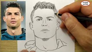 VERY EASY  How to draw cristiano ronaldo  cr7  football player  learn drawing academy [upl. by Eisac]