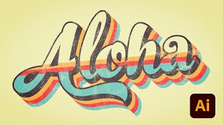 Retro Striped Text Effect Illustrator Tutorial  FREE Textures [upl. by Nuj]