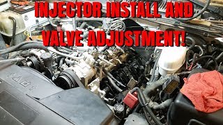 Duramax injector install and valve adjustment [upl. by Kcirtap672]