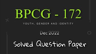 BPCG  172 • Solved pevious year Question paper Dec22 • Ignou [upl. by Odama]