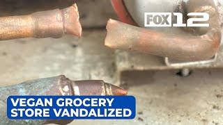 Portland vegan grocery store vandalized refrigeration system destroyed [upl. by Earleen]