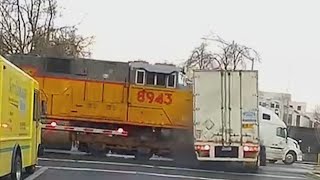 Train hits truck in Salem [upl. by Alaaj]