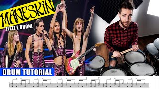 MANESKIN  ZITTI E BUONI  DRUM TUTORIAL [upl. by Ahtiek596]