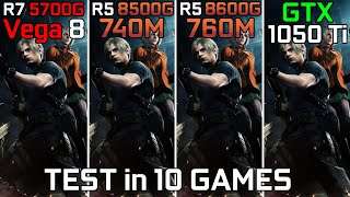 Ryzen 7 5700G vs Ryzen 5 8500G vs Ryzen 5 8600G vs GTX 1050 Ti  Test in 10 Games [upl. by Antin]