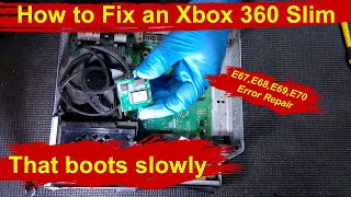 How to fix an Xbox 360 S that boots up slow Xbox 360 Slim E67 E68 E69 and E70 error repair [upl. by Solomon287]