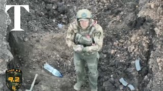 Russian soldier surrenders to Ukrainian drone outside Bakhmut [upl. by Anagrom]