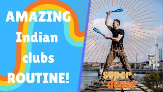 Club swinging 104  Lesson 1515 Full double Indian clubs routine [upl. by Adniuqal]