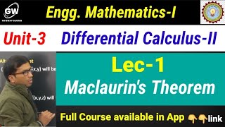 Lec1Unit3 I Differential Calculus2 I EnggMathematics1  AKTU I by Gulshan Sir [upl. by Hgielrebma792]