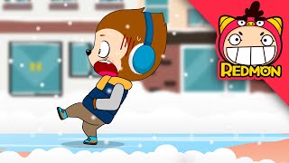 Beware of Icy Road  Safety Man  4K cartoon  REDMON [upl. by Nosnirb]