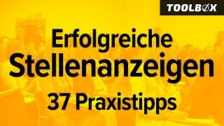 Erfolgsgeheimnisse erfolgreicher Stellenanzeigen  37 Praxistipps [upl. by Neenad]