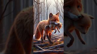 🦊 This fox saved his cute cub fox sadstory ai [upl. by Klapp367]