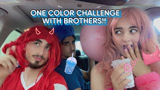 I DRESSED MY BROTHERS LIKE GIRLS AND WENT TO TARGET  COLOR CHALLENGE [upl. by Nerradal]